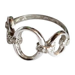 Sterling silver rhodium CZ stone ring